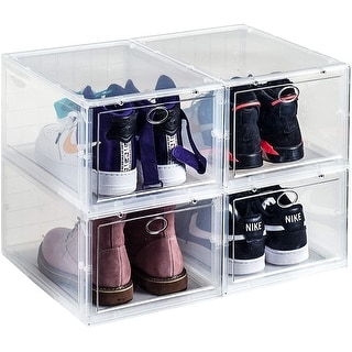 Foldable transparent storage shoe box (Set of 4) - Bed Bath & Beyond ...