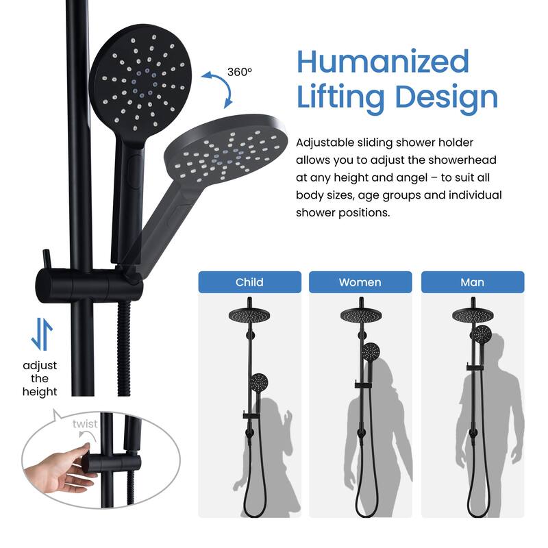 Circular Shower Column with Dual Function Shower Head