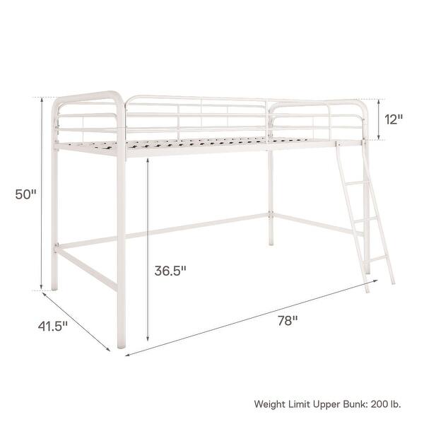 dimension image slide 2 of 4, Avenue Greene Avery Junior Twin Metal Loft Bed