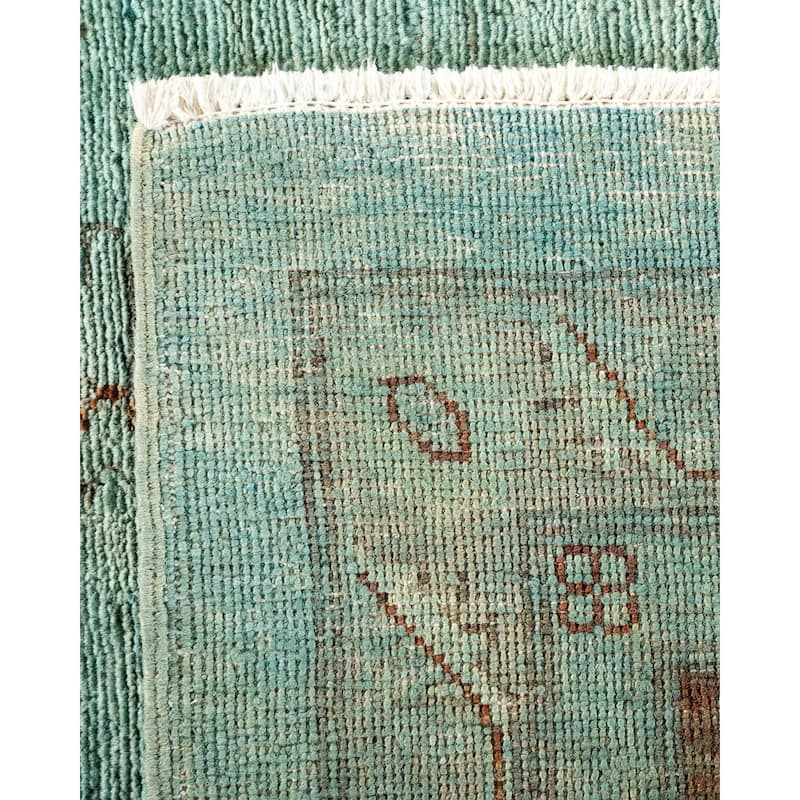 Overton Hand Knotted Wool Vintage Inspired Modern Contemporary Overdyed Blue Area Rug - 11' 9" x 14' 9"