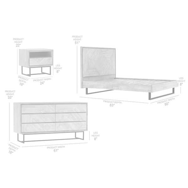 Peridot 4 Piece Bedroom Set in Natural Acacia Wood