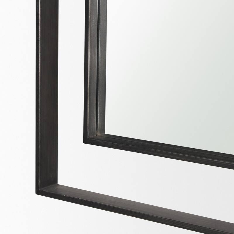 Tiva Rectangular Dual Metal Frame Gunmetal Mirror - 31.5L x 1.8W x 43.3H