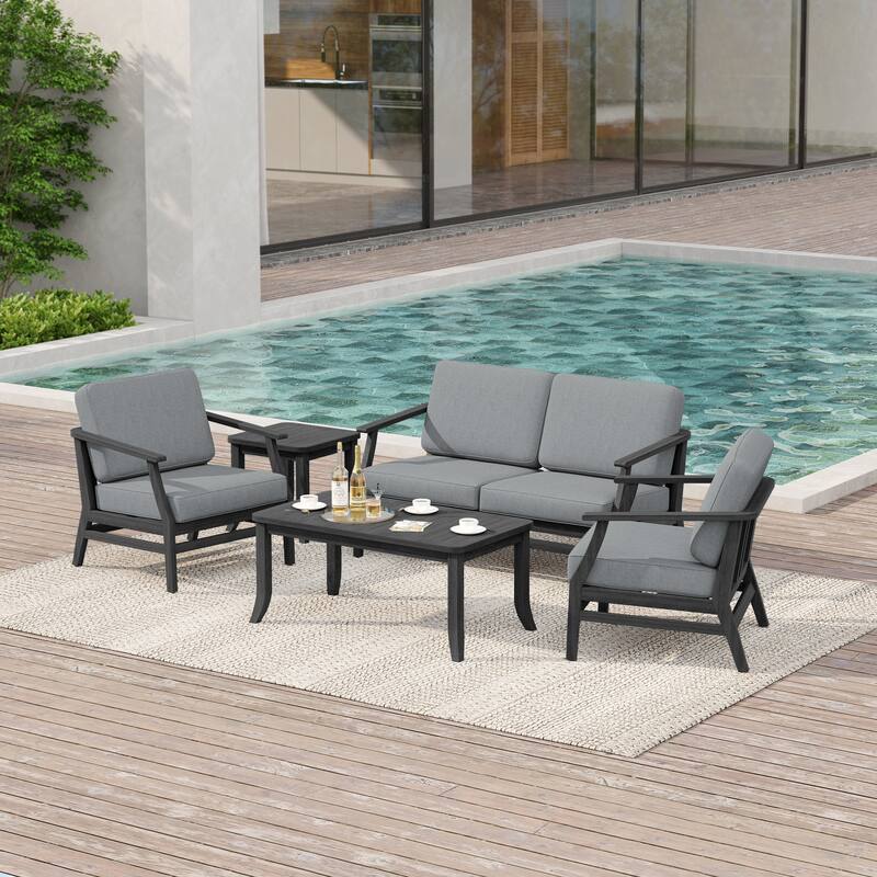 Outdoor Conversation Set Patio Chair, Loveseat with Tables