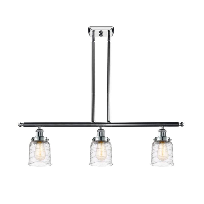 Innovations Lighting 916-3I-10-36 Bell Linear Bell 3 Light 36" Wide - Polished Chrome / Deco Swirl