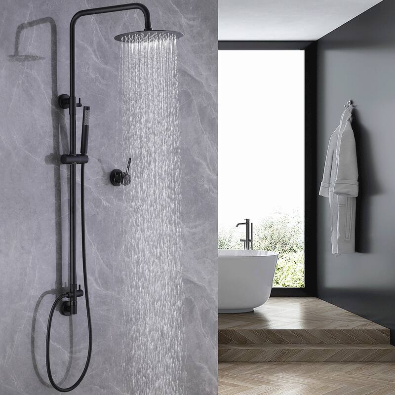 Wall Mounted Exposed Shower System with 10" Showerhead and Handheld Showerhead