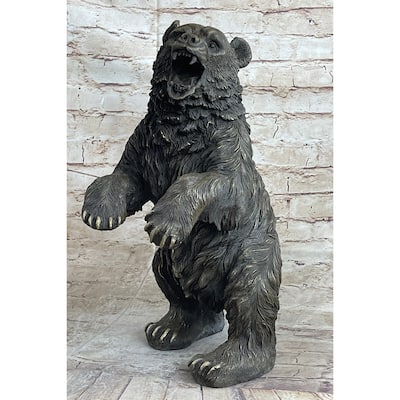 Standing Bear Bronze Metal Statue Sculpture Decor Collectible Figure 17 Inches X 9 Inches