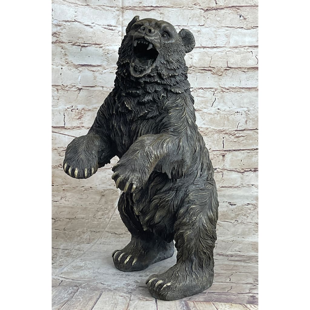 Standing Bear Bronze Metal Statue Sculpture Decor Collectible Figure 17 Inches X 9 Inches