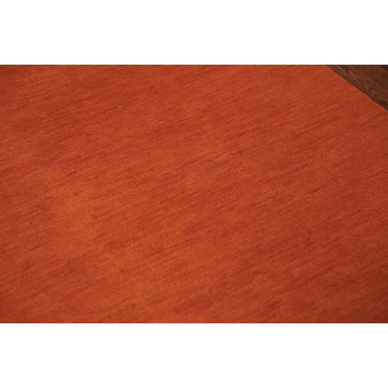 Orange Indian Gabbeh Oriental Rug Hand-Knotted Wool Carpet - 4'6" x 6'5"