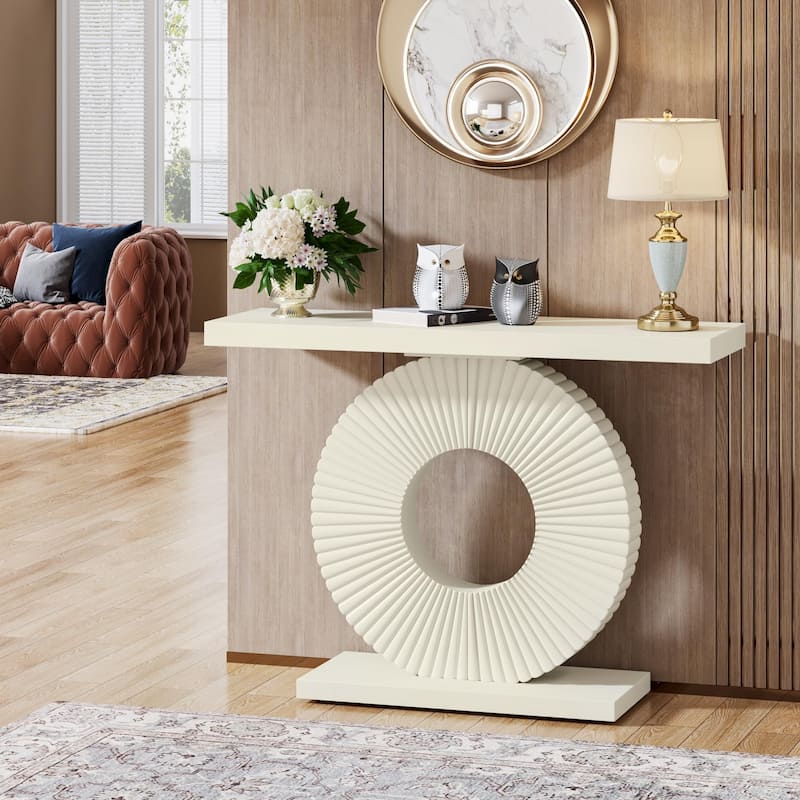 40 inches Modern Console Table Entryway Sofa Accent Table for Living Room - Beige