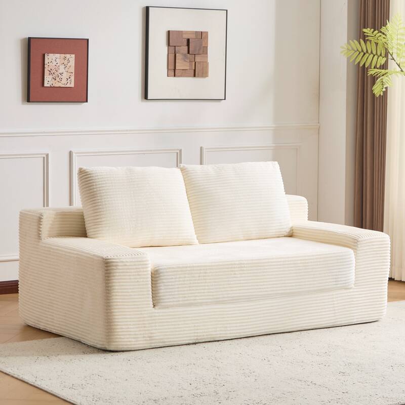 Loveseat Sofa, Comfortable Deep Seat Sofa Bed, Modern Small Corduroy Couch for Living Room Bedroom