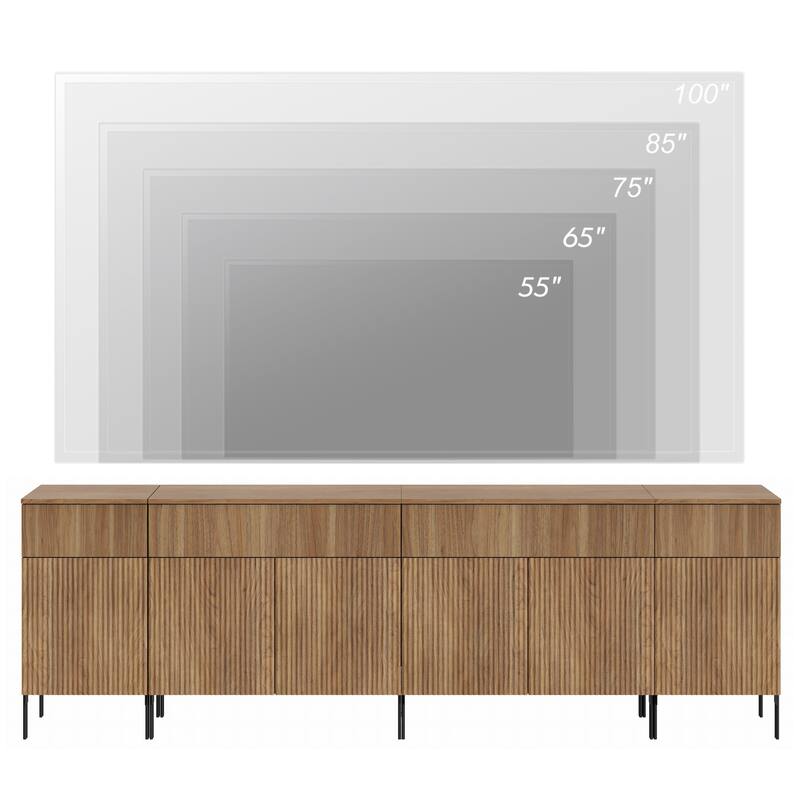 94.5" Modern Wood Drawer Dresser With Reeded Design, Minimalist Dresser Organizer Storage Cabinet