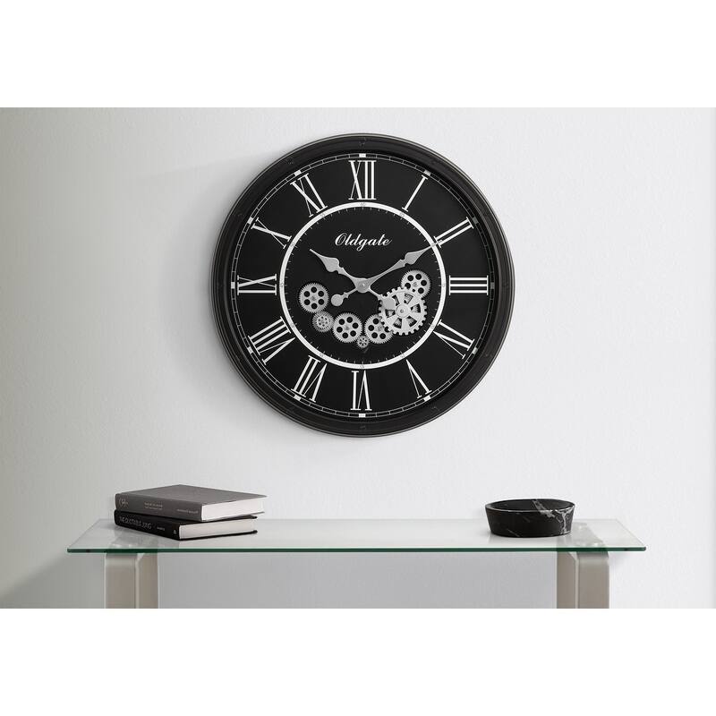 30 in Oversized Gear Mechanism Black Wall Clock - 30 in - Black - 30 in