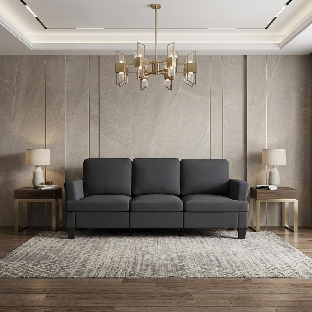 HomeRoots 84" Dark Gray Linen Sofa