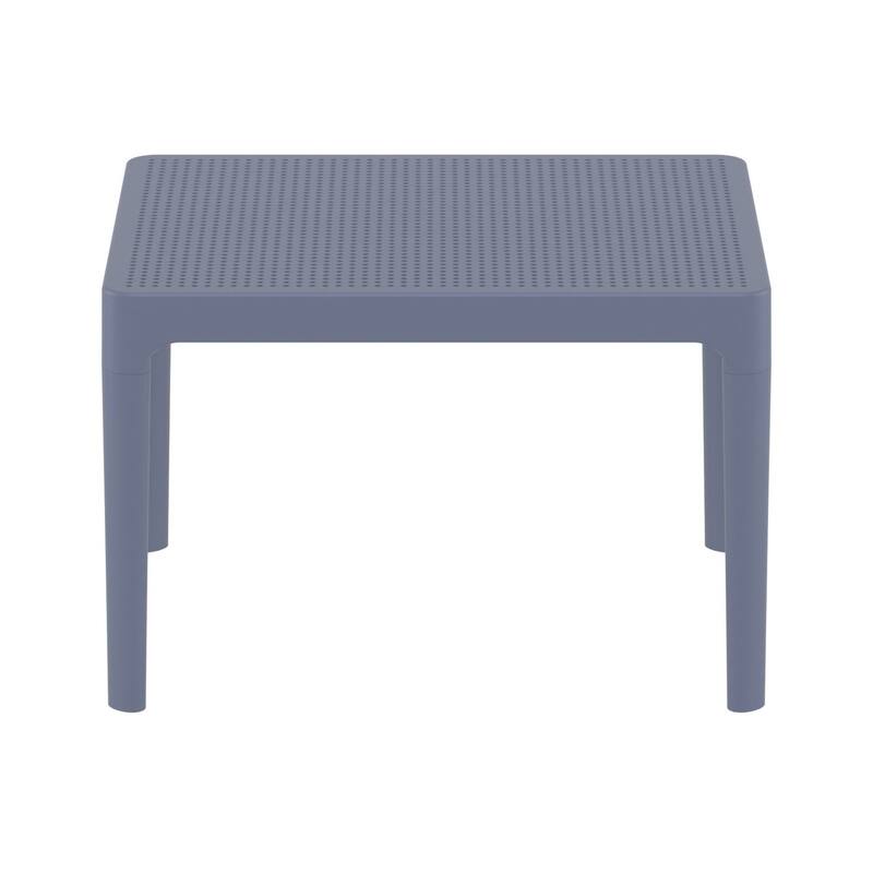 23.5" Gray Rectangular Outdoor Patio Side Table
