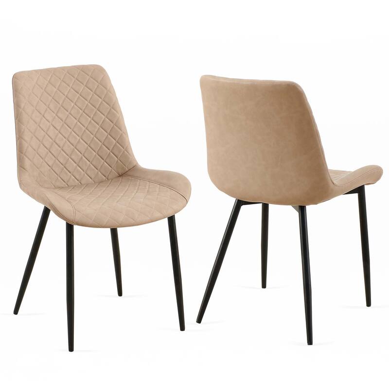 Mid-Century Leathaire Dining Chairs,Side Chair with Metal Legs