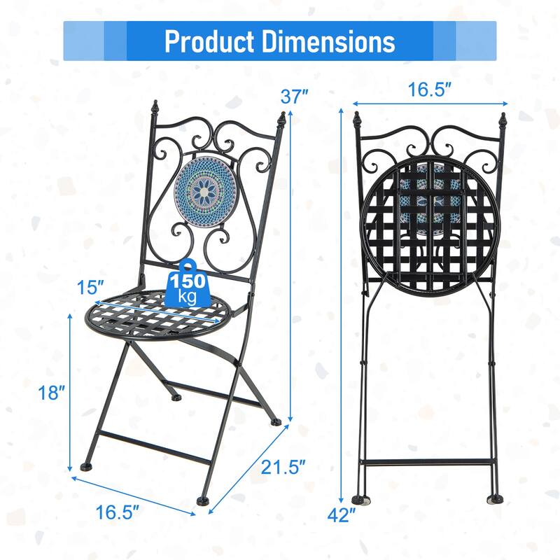 Costway Set of 2/4 Mosaic Chairs for Patio with Decorative Backrest