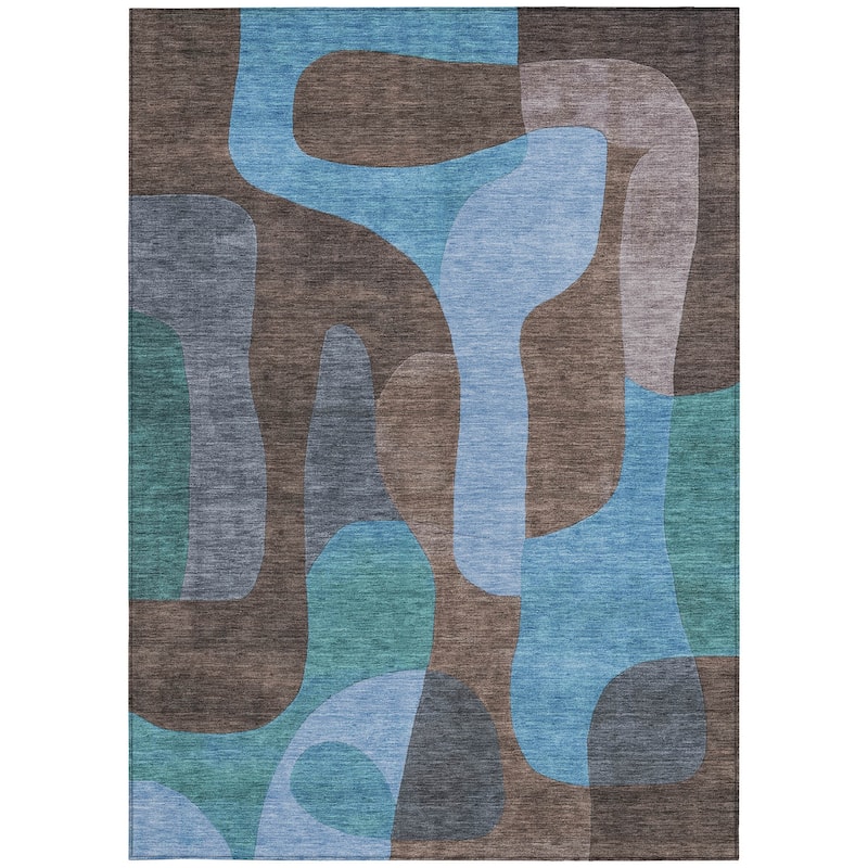 HomeRoots Abstract Transitional Rectangle Outdoor Rug