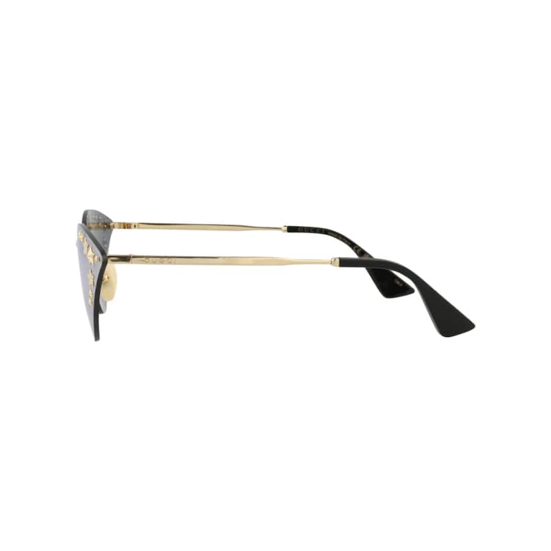 Gucci Cat Eye-Frame Metal Sunglasses, Grey Mirror White Lens, Shiny Endura Gold Frame