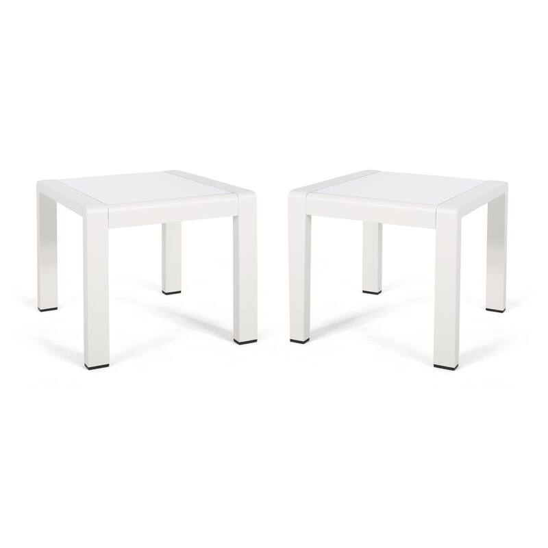 Cape Coral Outdoor Aluminum Side Table (Set of 2) by Christopher Knight Home