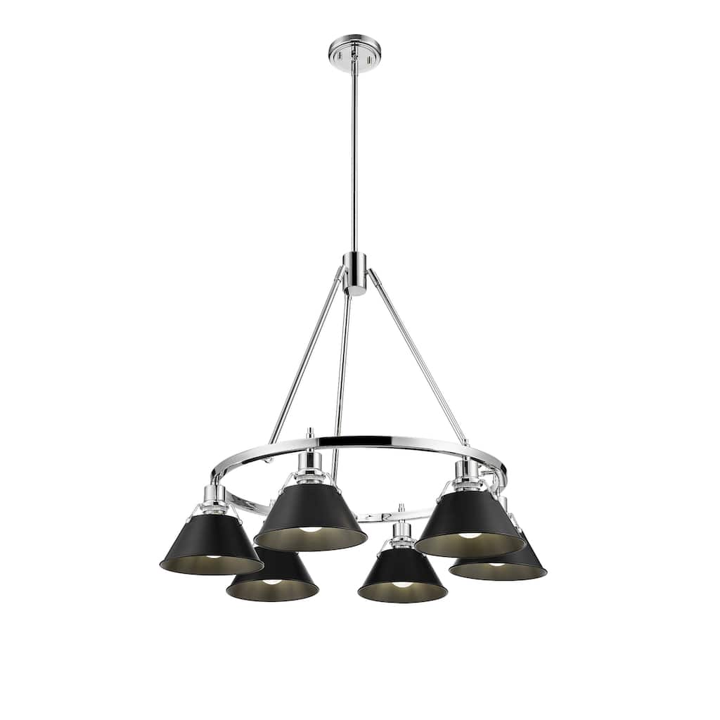 Orwell 6-Light Chandelier in Chrome with Matte Black - Silver