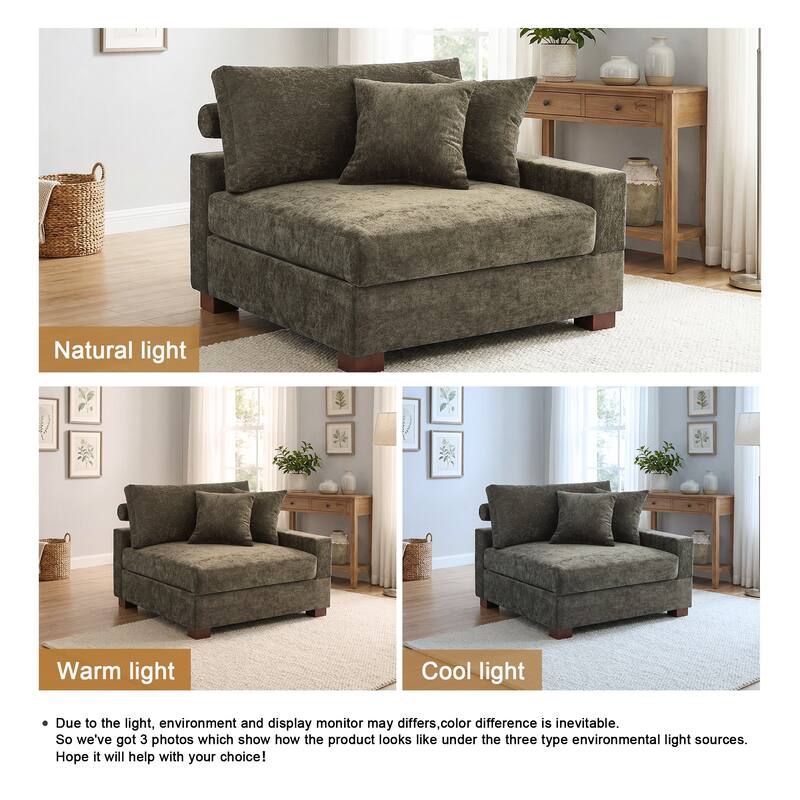 Chenille Upholstered Armless Accent Chair With Plush Cushion