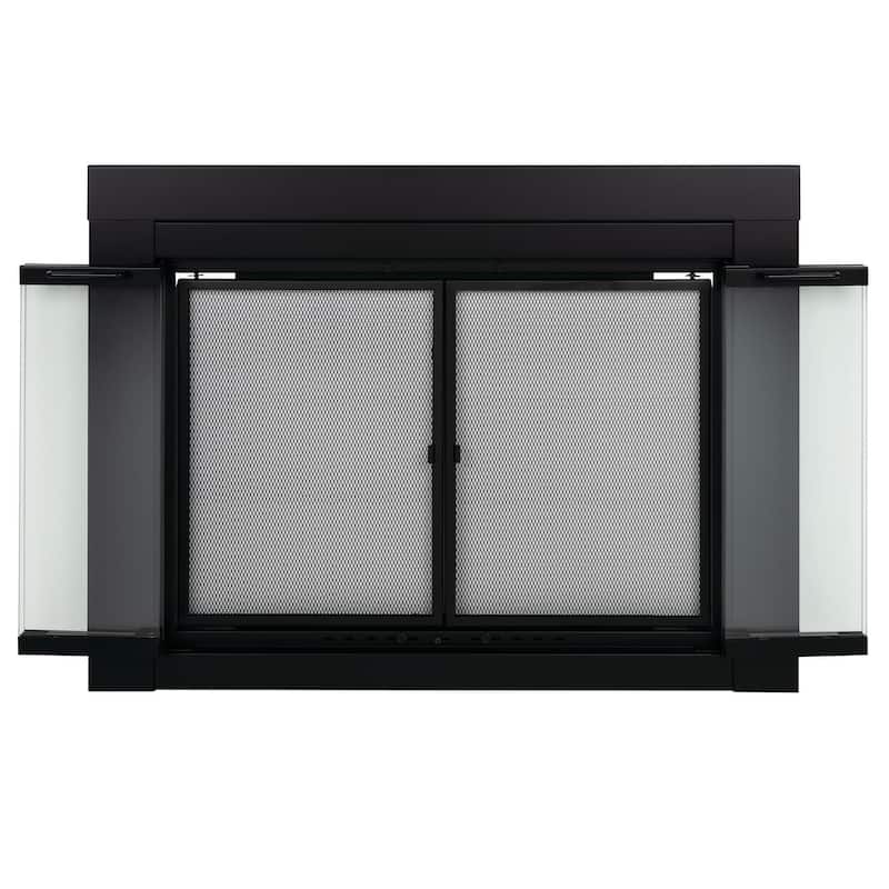 Pleasant Hearth Ascot Fireplace Glass Door Small Black