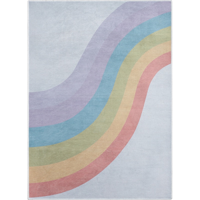 Well Woven Kids Rugs Rainbow Modern Machine Washable Area Rug