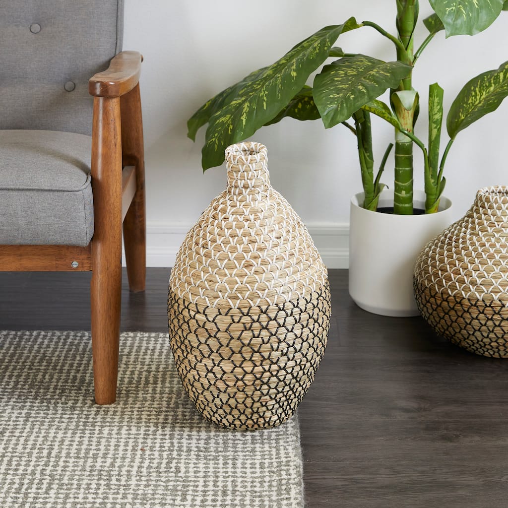 Brown Seagrass Handmade Tall Woven Floor Decorative Vase