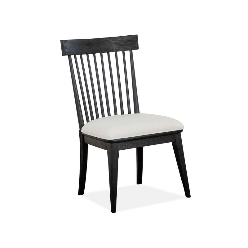 Magnussen Home Harper Springs Forged Iron Windsor Back Upholstered Side Chair Two Pack - 21.5''W x 22.63''D x 37''H
