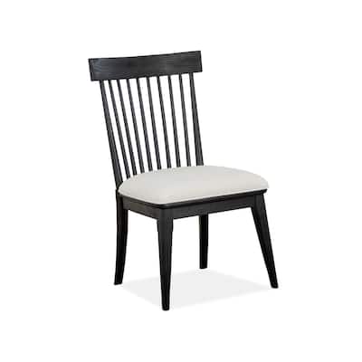 Magnussen Home Harper Springs Forged Iron Windsor Back Upholstered Side Chair Two Pack - 21.5''W x 22.63''D x 37''H