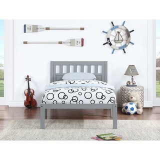 Gray Twin Size Bed Platform Frame with Headboard