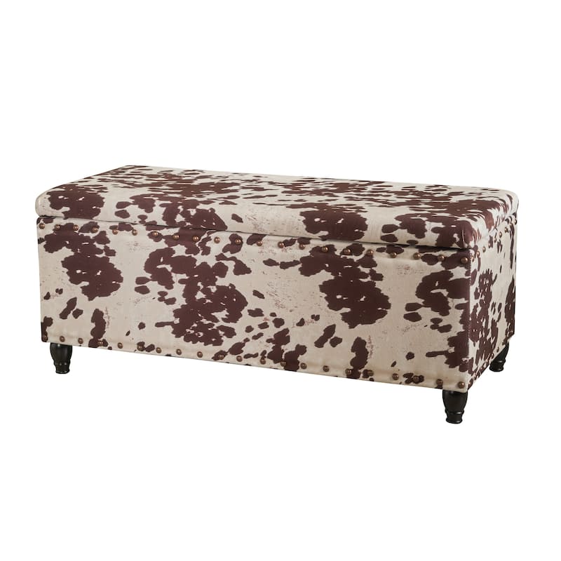 Tatiana Velvet Cow Print Storage Ottoman Bench by Christopher Knight Home - Multi - Medium