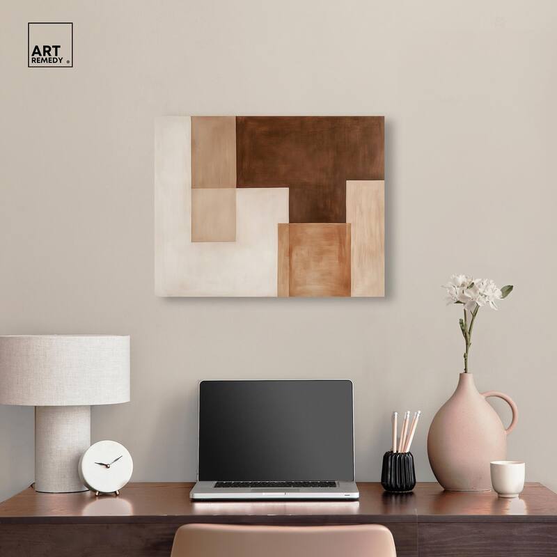 Cream and Brown Panels II Canvas by Art Remedy, Gallery Wrapped