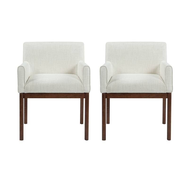 Christopher Knight Home - Elara Modern Upholstered Dining Arm Chair with Rubberwood Legs - Fabric Padded Seat