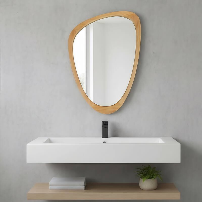 20"x30" Irregular Solid Wood Frame Decorative Mirror,For Bedroom, Bathroom, Living Room, Entryway