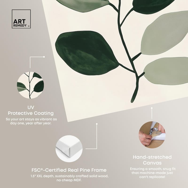 Green and Grey Branch I Canvas by Art Remedy, Gallery Wrapped