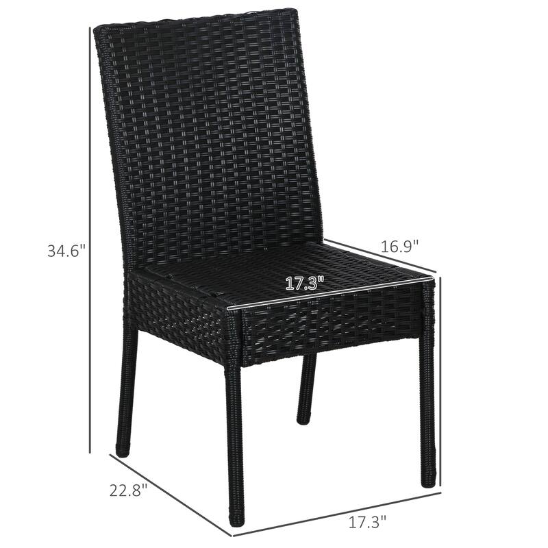 4 PE Rattan Outdoor Dining Chairs with Cushions, Patio Wicker Dining Chairs with Backrests for Porch