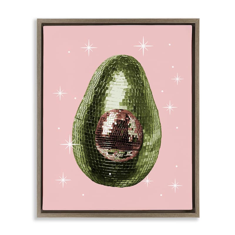 Stupell Luminous Disco Avocado Framed Floater Canvas Wall Art Design By Lil' Rue - 17 x 21 - Brown