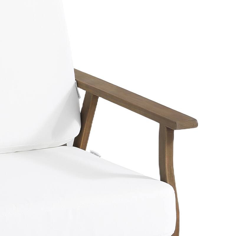 Modern Wood Cushioned Outdoor Patio Sofa Loveseat with Coffee Table