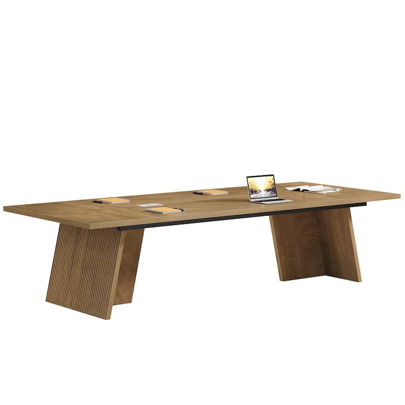 Modern Conference Table, Large Boardroom Meeting Desk with Cable Grommet, Office Seminar Training Accent Table
