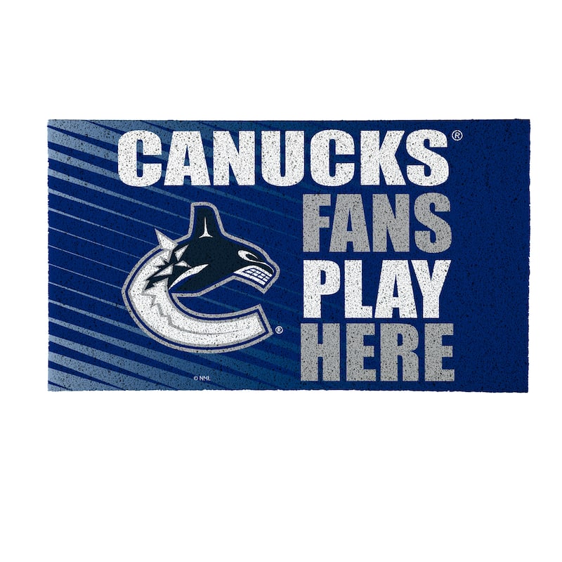 28 in. x 16 in. Vancouver Canucks "Fans Play Here" PVC Door Mat
