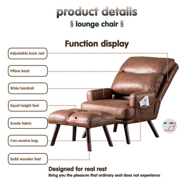 Ovios Velvet Recliner Chair With Ottoman On Sale Overstock 31500785