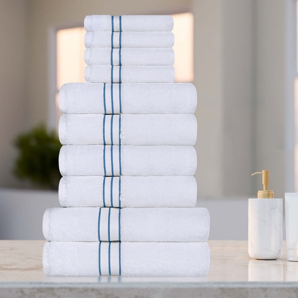 Superior Hotel Collection 10-Piece Towel Set, Ultra-Plush Turkish Cotton Towels - Light Blue