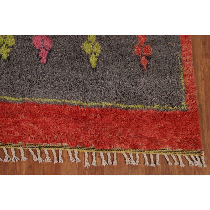 Geometric Moroccan Oriental Area Rug Hand-Knotted Wool Carpet - 7'0" x 9'7"