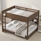preview thumbnail 17 of 26, Solid Wood Bunk Bed with Bookcase and USB Ports, Queen Over Queen Bunk Bedframe with Storage Shelves and Ladder