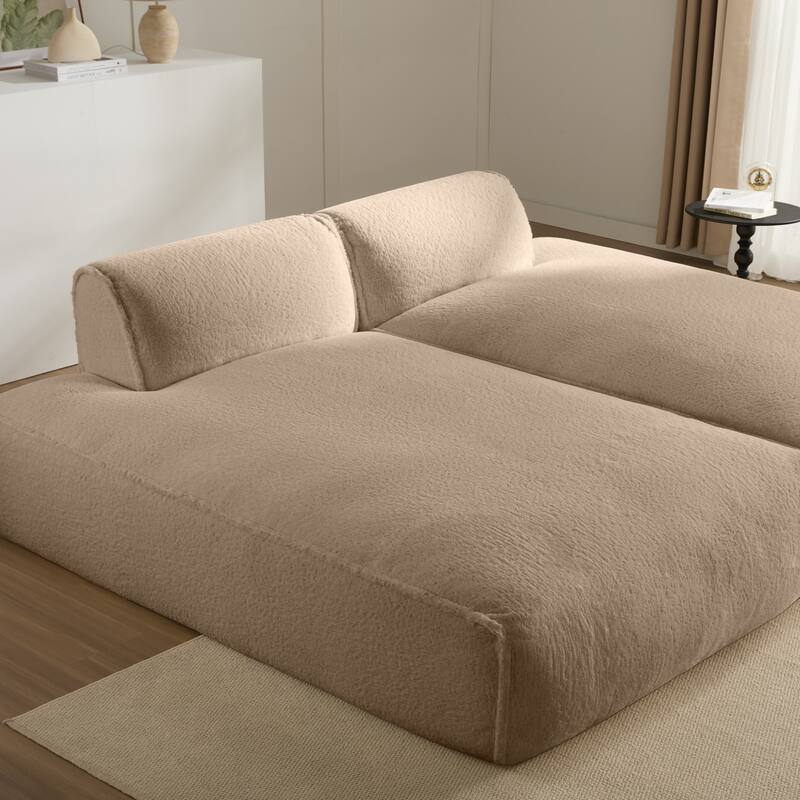 90" Plush Fabric Modular Sectional Sofa with High-Density Foam & Pocket Springs,and 2-Piece Fully Compressed Design