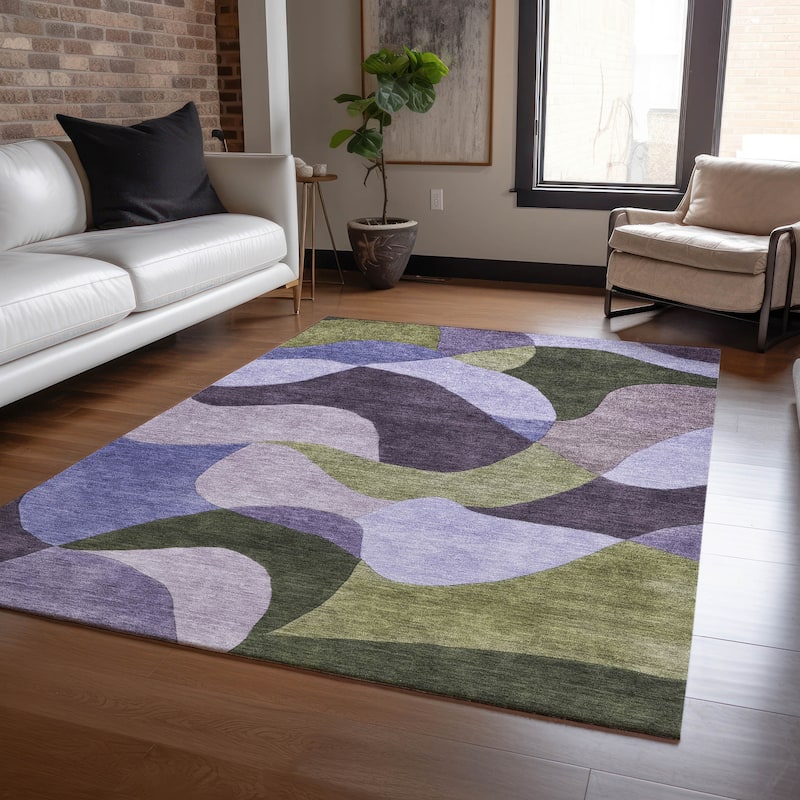 Machine Washable Indoor/Outdoor Modern Century Chantille Rug