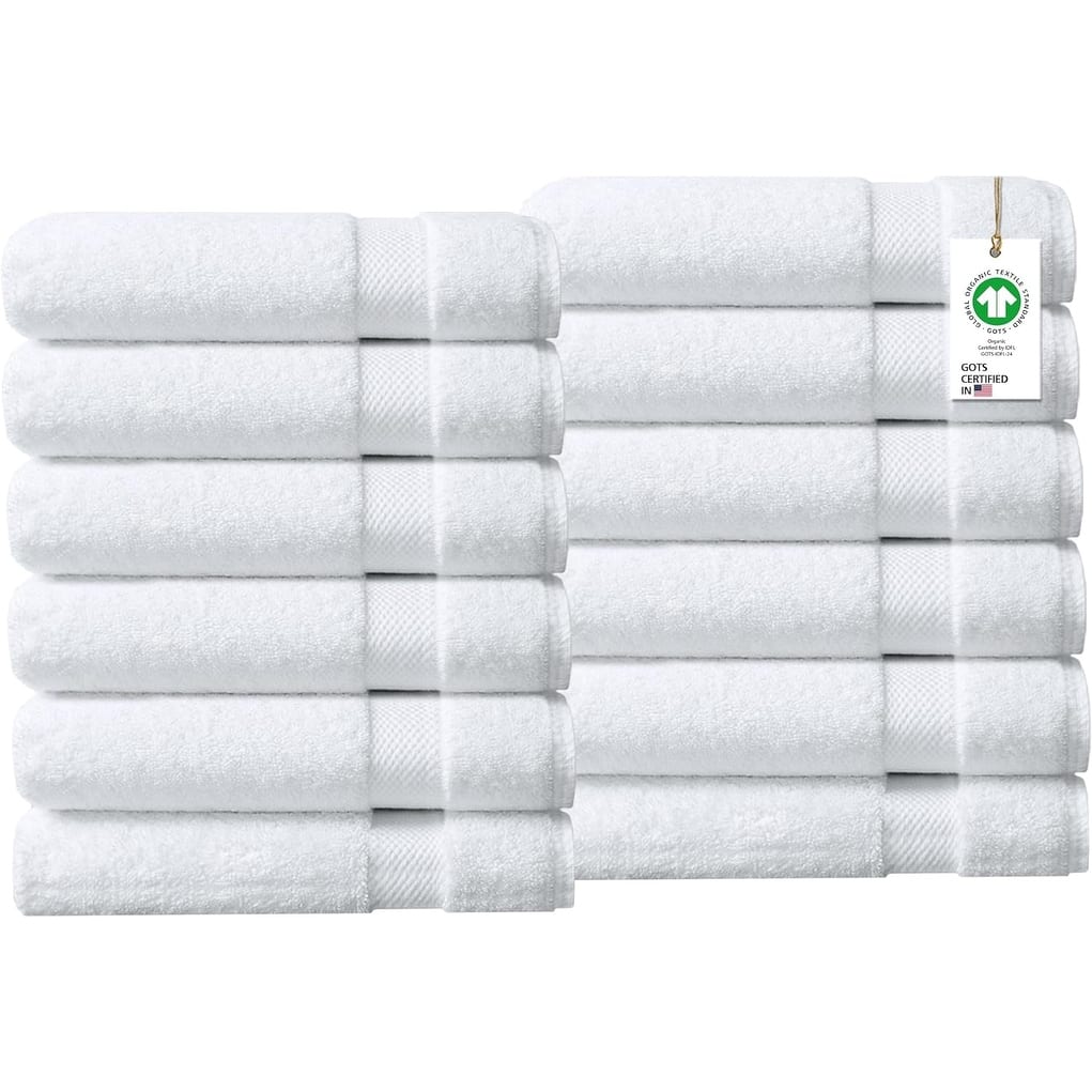Delara Organic Cotton Feather Touch Quick Dry 650 GSM Hand Towel, 20"X30"