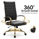 preview thumbnail 94 of 98, Benmar Ribbed Leather Executive High Back Office Chair with Gold Frame, Swivel, Tilt, Lumbar Support