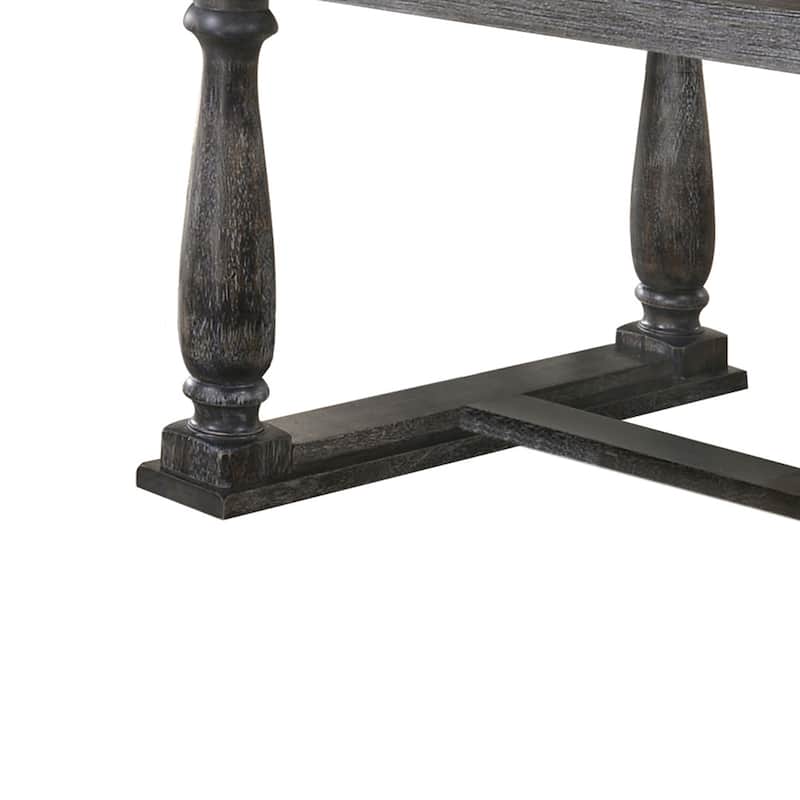 Transitional Style Wooden Dining Table with Trestle Base, Gray